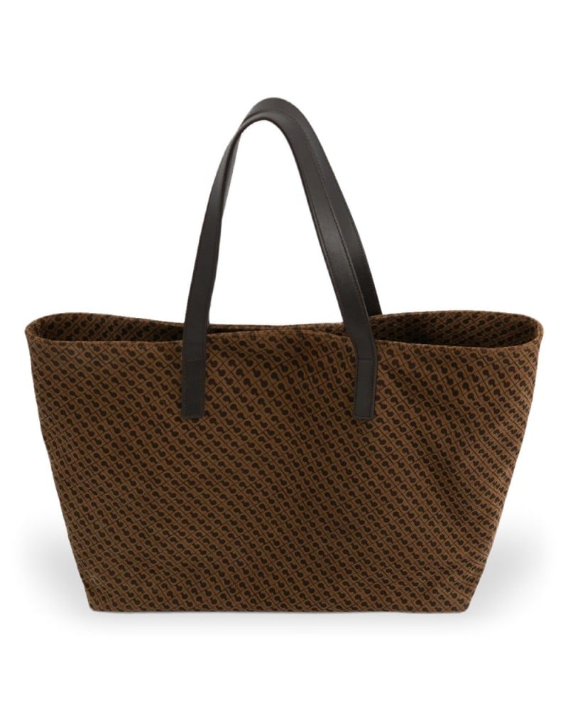 Gherardini Shopper Grande Mujer Toffee en Piel de ante con monograma y detalles en piel