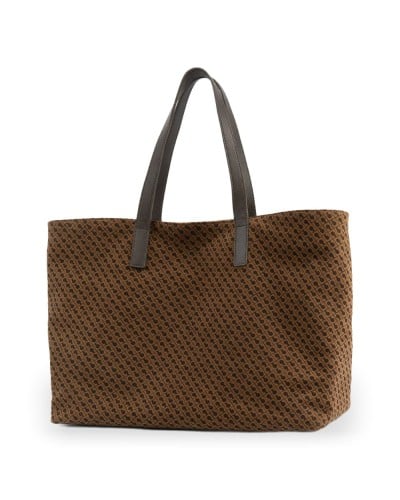 Gherardini Shopper Grande Mujer Toffee en Piel de ante con monograma y detalles en piel