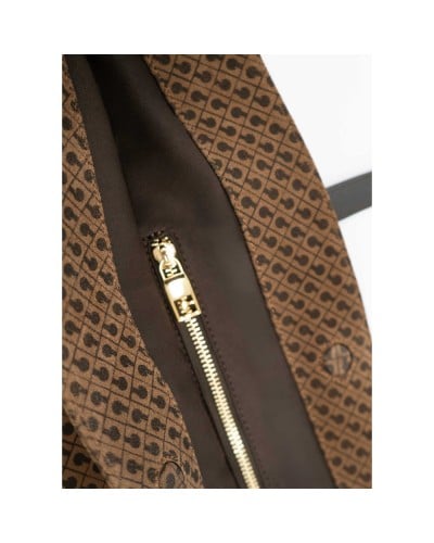 Gherardini Shopper Grande Mujer Toffee en Piel de ante con monograma y detalles en piel