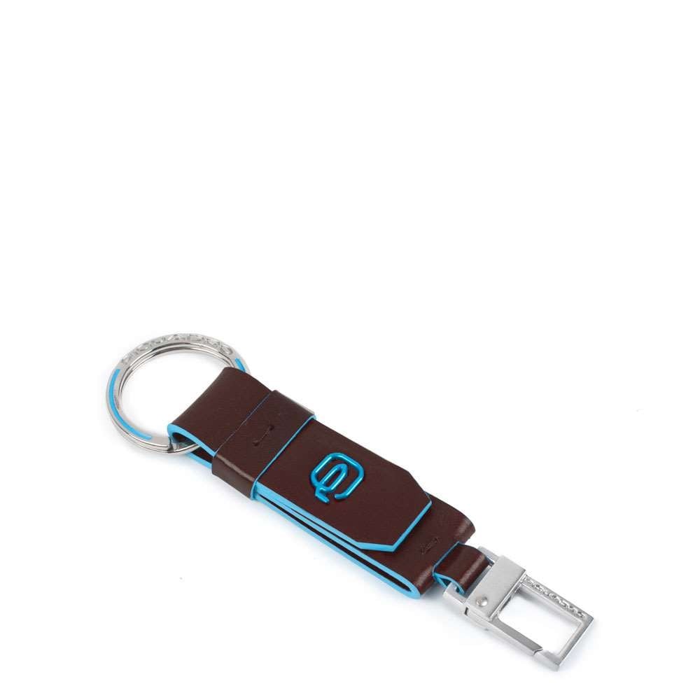 Portachiavi Piquadro Blue Square In Pelle Rosso, Con 2 Anelli E Moschettone