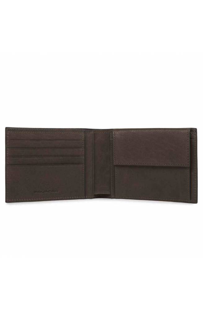 Portafoglio PIQUADRO RFID Black Square Uomo Pelle Testa di moro - PU257B3R-TM