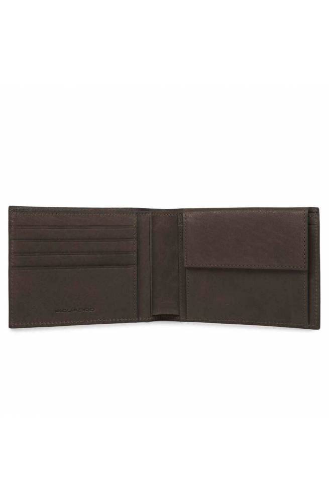 PIQUADRO Wallet RFID Black Square Male Leather Brown - PU257B3R-TM