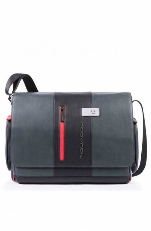 PIQUADRO Bag Urban Male Messenger Leather Black Gray - CA1592UB00-GRN