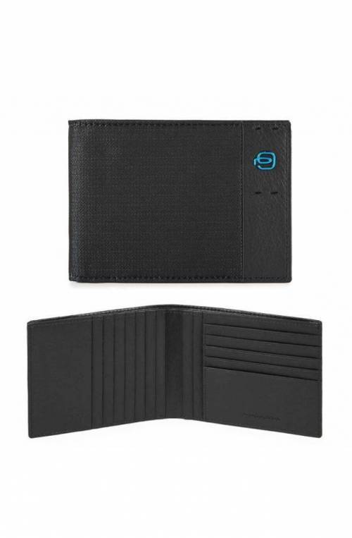 PIQUADRO Wallet P16Plus Male leather and fabric Black - PU1241P16-CHEVN