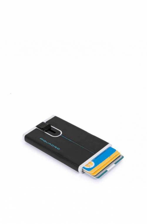 PIQUADRO Cardholder Compact wallet Blue Square Black - PP4825B2R-N