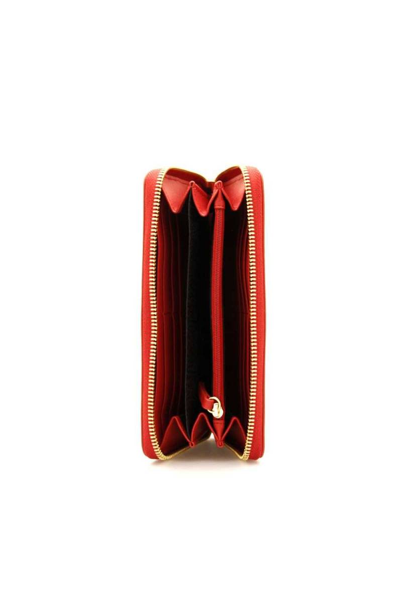 Portafoglio Donna Piccolo Zip Around in Pelle Rossa Intrecciata Gianni  Conti a sconto