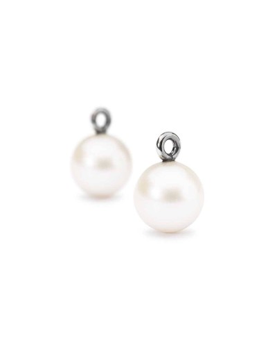 TROLLBEADS Pendientes Gotas Redondas de Perlas Blancas Mujer - TAGEA-00094