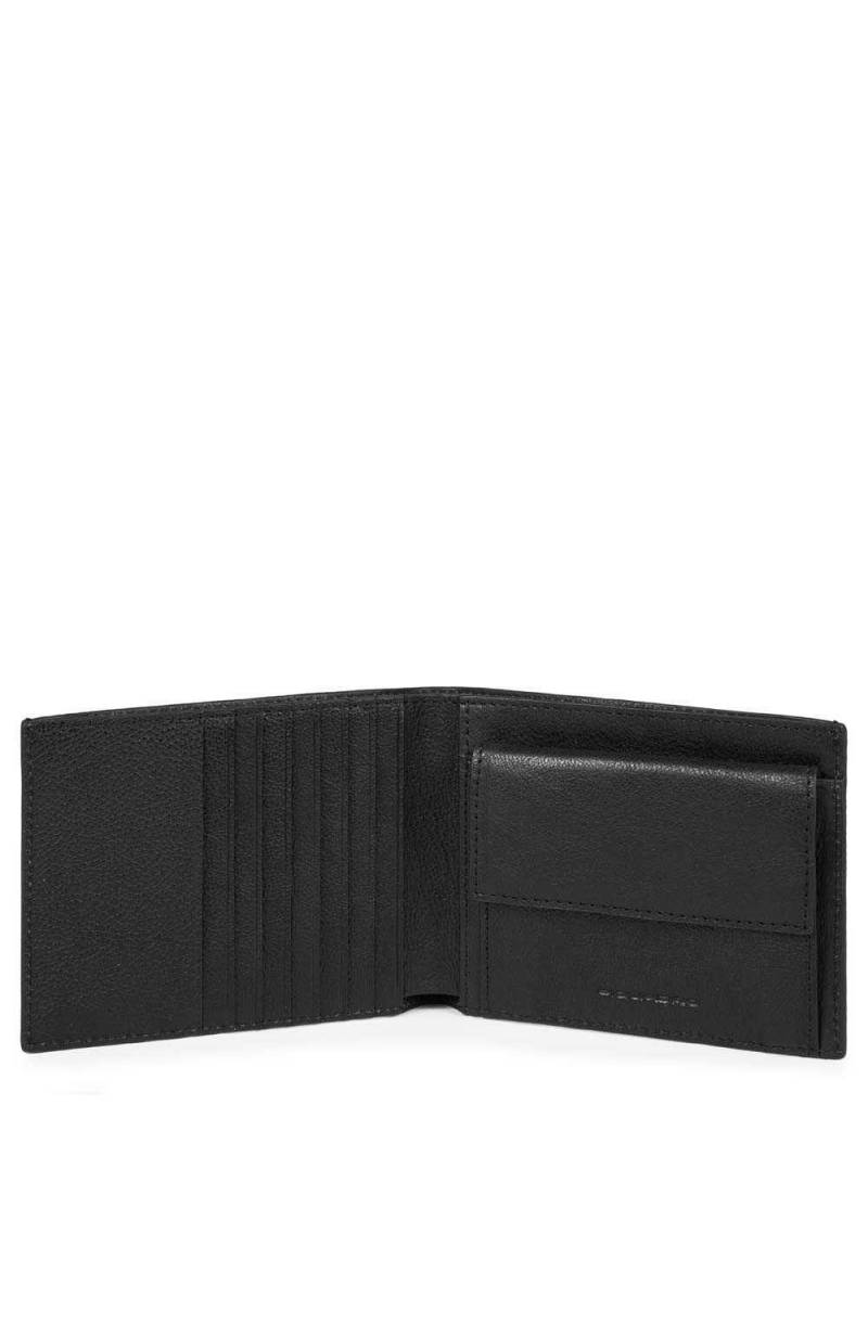 Portafoglio PIQUADRO Black Square Pelle Nero Protezione RFID - PU1239B3R-N  - PoppinsBags