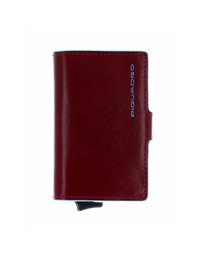 PIQUADRO Cardholder Blue Square Brown Leather - PP5472B2R-MO