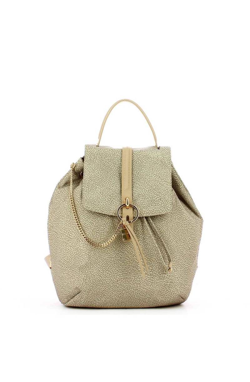 Zaino Donna BORBONESE linea Janis in Tessuto Jet OP Colore Naturale e Nero  a sconto