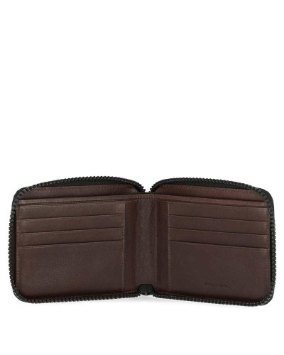 PIQUADRO Wallet Harper Male Leather Zipper Brown - PU5762APR-TM