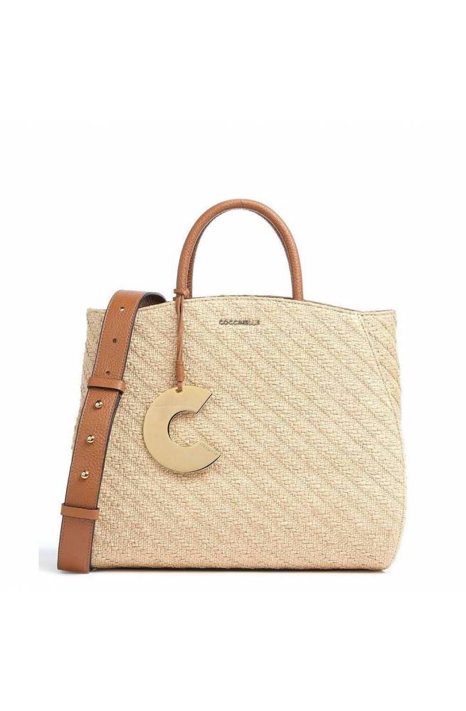 Borsa COCCINELLE CONCRETE RAFIA Donna Marrone - E1LLD180101701 - PoppinsBags