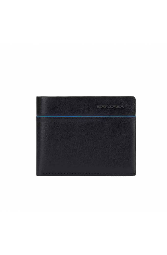 PIQUADRO Wallet Blue Square Male Leather Black - PP4248B2V-N