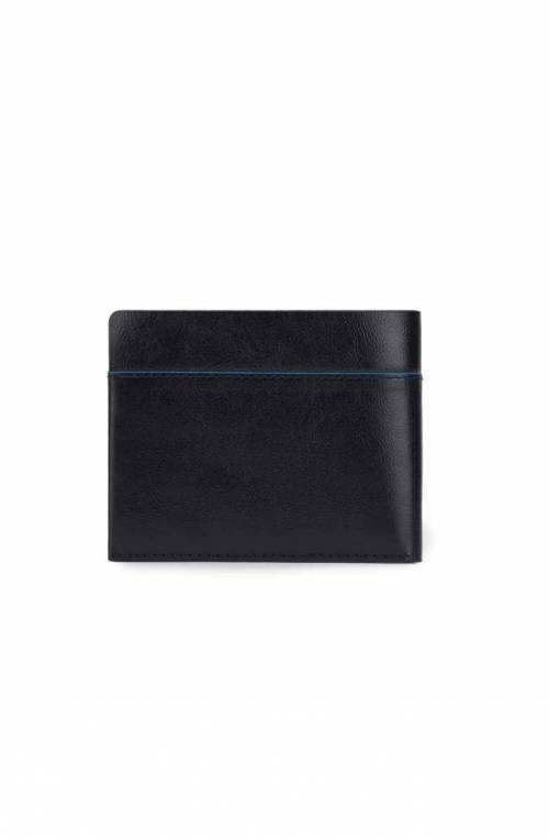 PIQUADRO Wallet Blue Square Male Leather Black - PP4248B2V-N