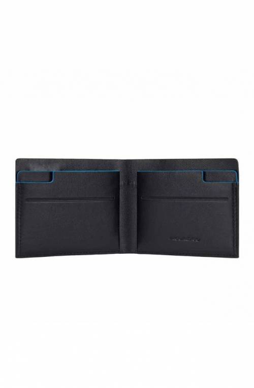 PIQUADRO Wallet Blue Square Male Leather Black - PP4248B2V-N