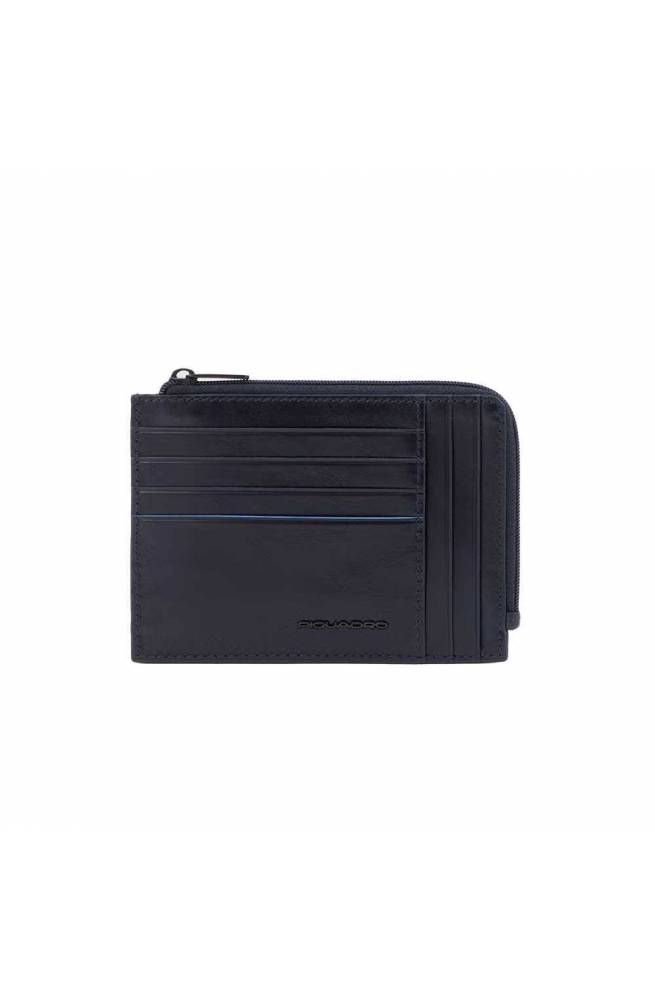 PIQUADRO Zip coin B2 Revamp Male Leather Blue - PU1243B2VR-BLU