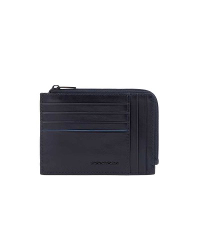 PIQUADRO Zip coin B2 Revamp Male Leather Blue - PU1243B2VR-BLU