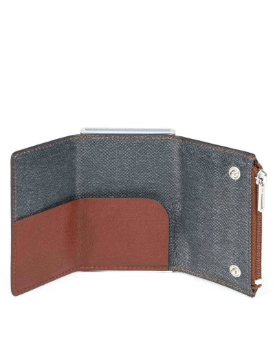 PIQUADRO Cardholder Black Square Brown Leather - PP5585B3R-CU