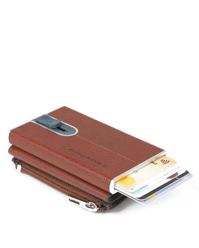 PIQUADRO Cardholder Black Square Brown Leather - PP5585B3R-CU