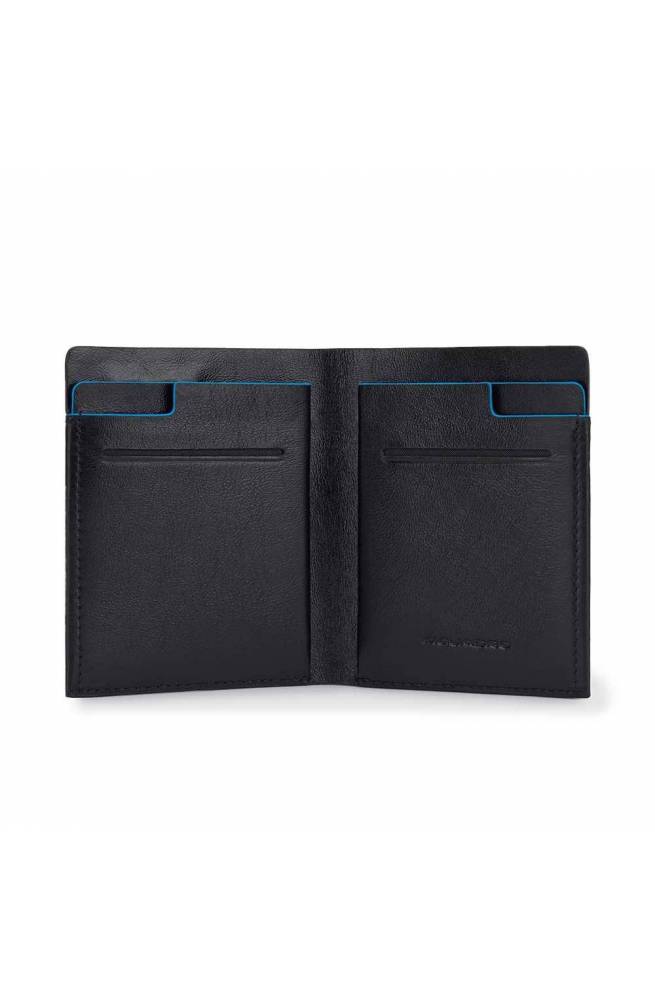 PIQUADRO Wallet Blue Square Male Leather Black - PP4249B2V-N