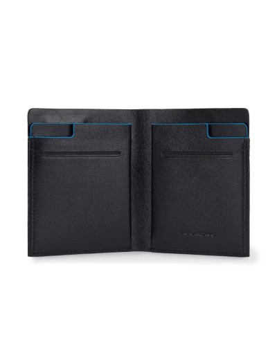PIQUADRO Wallet Blue Square Male Leather Black - PP4249B2V-N