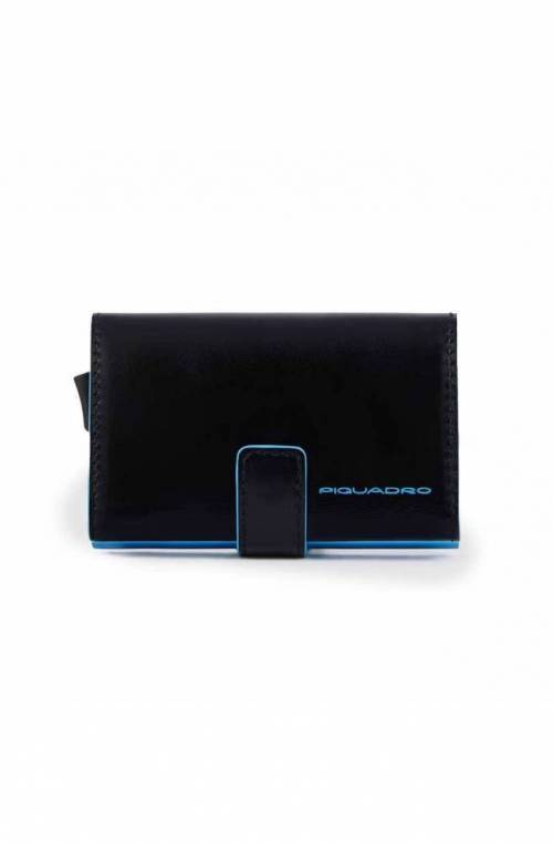 PIQUADRO Kartenhalter blue square Schwarz Leder - PP5649B2BLR-N