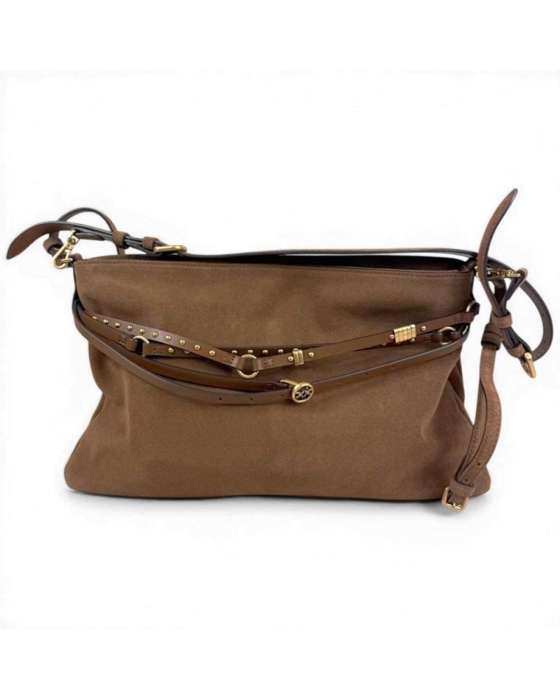 Pinko Belt Bag Big Suede Women Leone Brown in Suede Leather